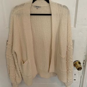 Madewell cream cardigan with polka dot detailing. Size Medium.